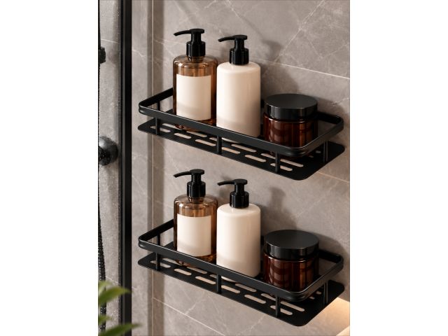 Изображение 3 Полки без сверления, набор 2 шт., 29.8x13x4.7 см, черные, STORA, PERFECTO LINEA