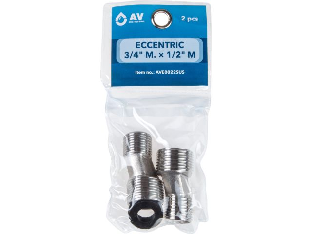 Изображение 1 Эксцентрик 3/4" нар. х 1/2" нар. (2шт), AV Engineering (инд. упак.)