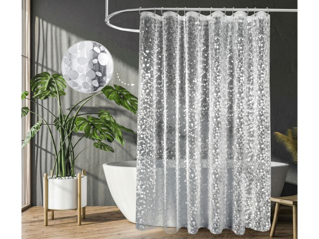 Изображение 2 Шторка для ванной (12 колец в комплекте), 180х180 см, Aura, 3D роса, PERFECTO LINEA