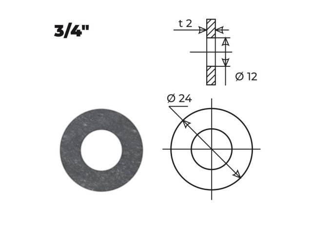Прокладка паронитовая (для газа) 3/4" (10 шт.), AV Engineering