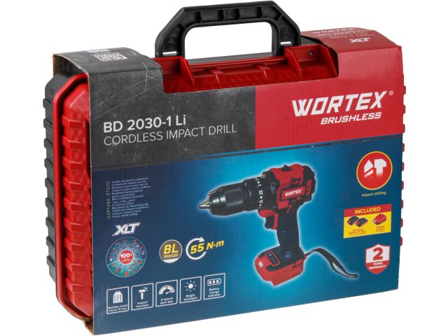 Изображение 12 Аккум. ударная дрель-шуруповерт WORTEX BD 2030-1 Li в чем. XLT SET БЕСЩЕТ., 18 В, 55 Н*м, 2х2 А*ч