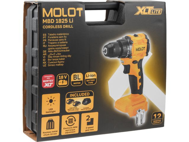 Изображение 12 Дрель-шуруповерт аккумуляторная MOLOT MBD 1825 Li XLT Lite SET