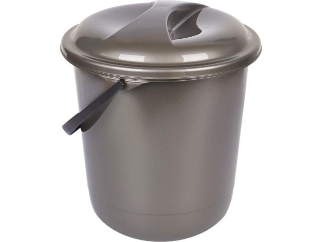 Изображение 1 Ведро пластмассовое с крышкой, 7 л, Rock`n`Roll, антрацит, Spin&amp;Clean