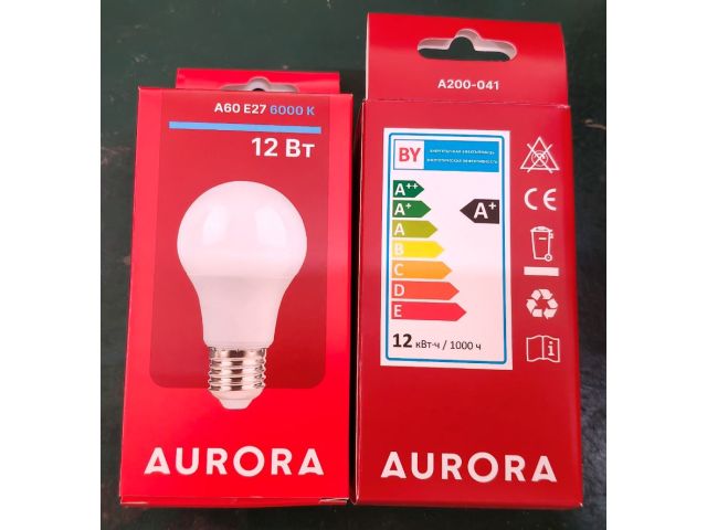 Изображение 1 Лампа светодиодная A60 СТАНДАРТ 12Вт 230В E27 6000K AURORA