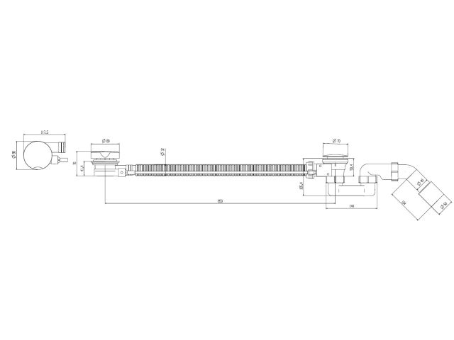 Изображение 2 Сифон для ванны автомат, с гибкой трубой 1 1/2" - 650 мм, AV Engineering