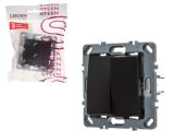Выключатель проходной 2 клав. (скрытый, механизм, 10А) черный, Steen, LEIDEN ELECTRIC