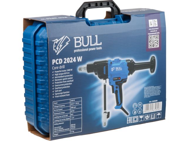 Изображение 9 Дрель алмазного сверления BULL PCD 2024 W в чем., БЕСЩЕТ., 2400 Вт,  200 мм, мокрое свер.