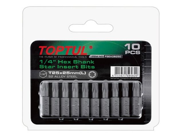 Насадка TORX T7*25 1/4&quot; 10шт блистер TOPTUL (FSEA0807G)