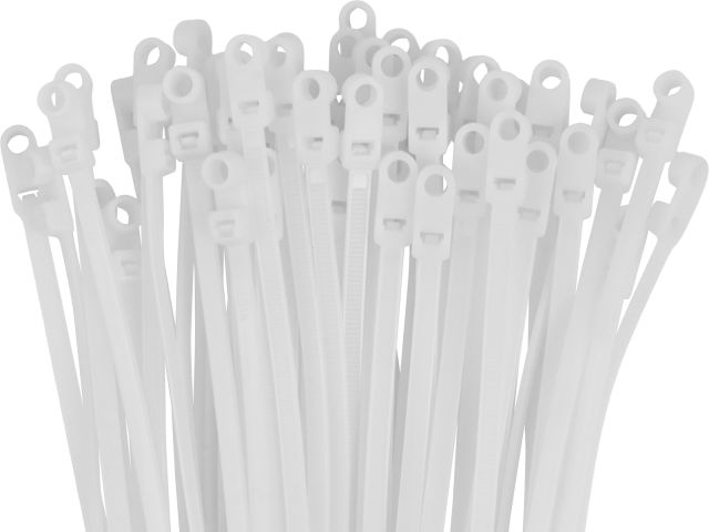 Изображение 2 Хомут-стяжка с монтажным отверстием 4.8х200 мм белый (100 шт в уп.) STARFIX