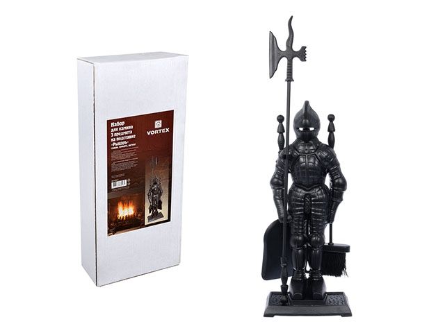 Набор для камина 3 предмета на подставке, "Рыцарь", 72,5х15х24,5 см, "Печные штучки"