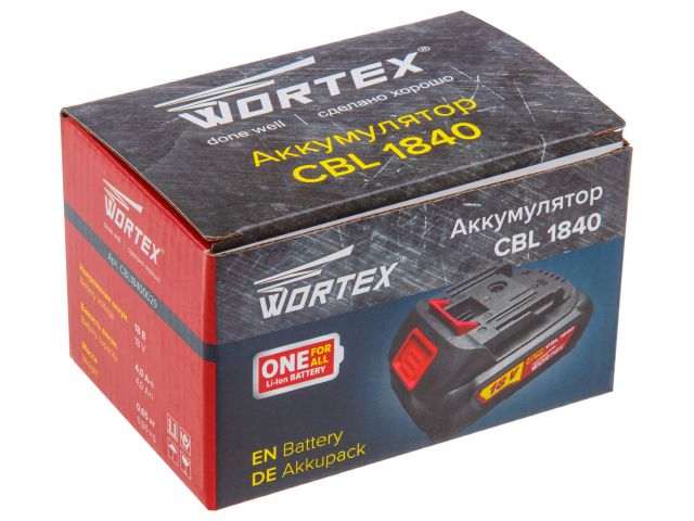 Аккумулятор WORTEX CBL 1840 18.0 В, 4.0 А/ч, Li-Ion ALL1 - Садовая ...