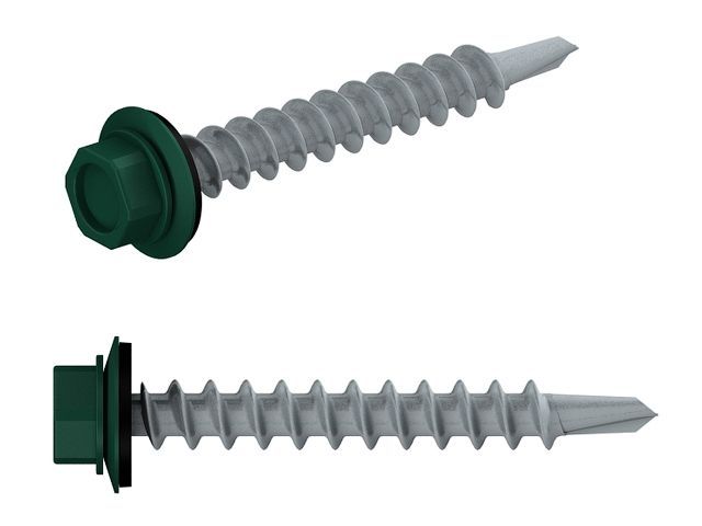 Саморез кровельный 5.5х19 мм цинк, шайба с прокл., PT3, RAL 6005 (5 кг) STARFIX