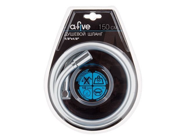 Шланг душевой, PVC, 1/2&quot; г-г 150 см, серебро, a-five