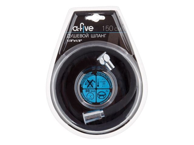 Шланг душевой, Si, 1/2&quot; г-г 150 см, черн., a-five