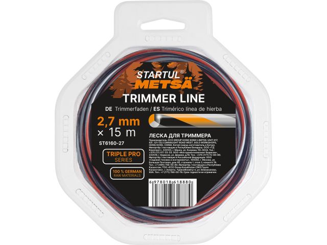 Леска ф 2.7 мм х 15 м витой круг сеч. TRIPLE PRO STARTUL METSA