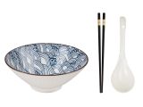 Смотреть изображение 2 Миска керамическая с ложкой и палочками для еды, серия RAMEN, wave, PERFECTO LINEA