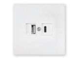 Розетка с двумя USB-разъемами (скрытая, узел) белая, Carre BYLECTRICA