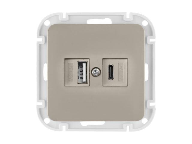 Розетка с двумя USB-разъемами (скрытая, узел) песочная, Astrum BYLECTRICA