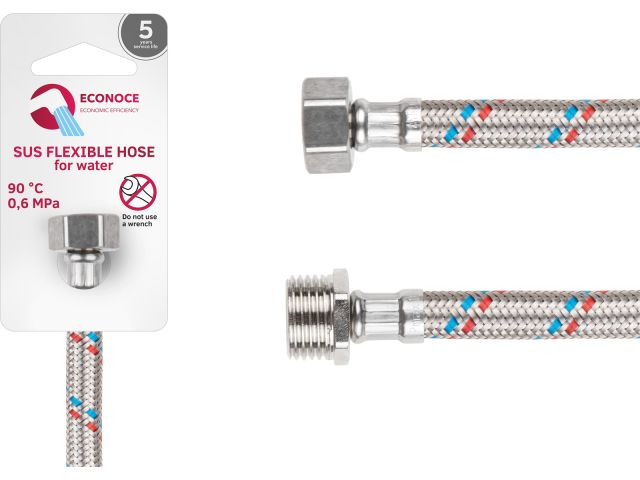 Подводка гибкая, SUS, гайка 1/2&quot; - штуцер 1/2&quot; 100см ECONOCE