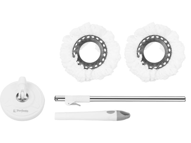 Изображение 5 Швабра с отжимным ведром AquaSpin, бело-серая, PERFECTO LINEA