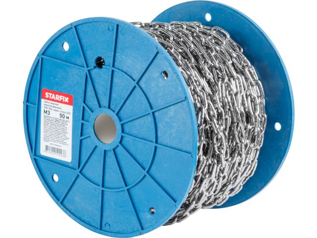 Цепь сварная короткозвенная М3 нерж.сталь (А2), DIN 766 (бухта 50м) STARFIX