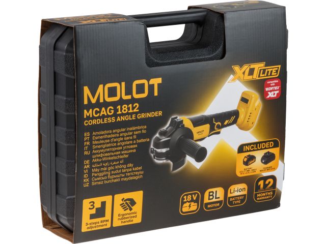 Изображение 10 Шлифмашина угловая аккумуляторная MOLOT MCAG 1812 XLT Lite SET