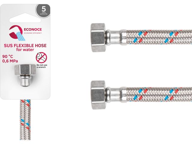 Подводка гибкая, SUS, гайка 1/2&quot; - гайка 1/2&quot; 150см ECONOCE