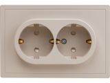 Розетка 2-ая (скрытая, с/з, со шторками) песочная, Carre, BYLECTRICA