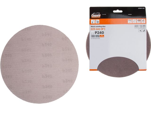 Шлифлист 225мм круг Р240 сетка, самосцепл. 5шт. GEPARD (GP5021-240)