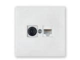 Розетка 2-ая комби компьютерная+телевизионная (скрытая) белая, Carre, BYLECTRICA