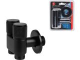 Кран вентильный угловой 1/2&quot; нар. Х 1/2&quot; нар. Х 1/2&quot; нар. установочный черный, AV Engineering