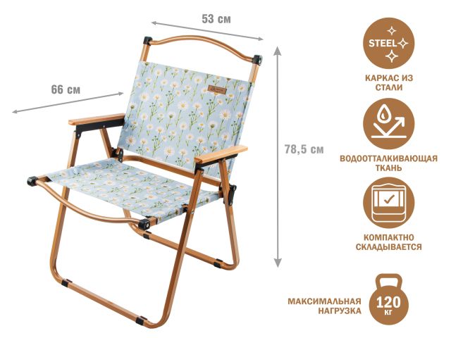 Изображение 1 Кресло складное (садовое), бежевый/ромашка, ARIZONE