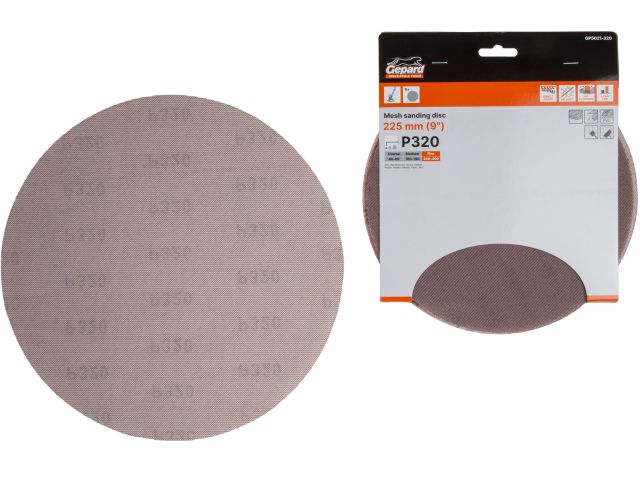 Шлифлист 225мм круг Р320 сетка, самосцепл. 5шт. GEPARD (GP5021-320)
