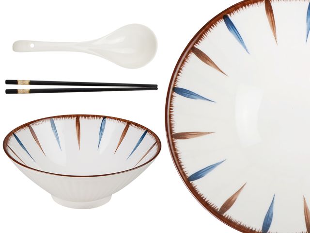 Изображение 3 Миска керамическая с ложкой и палочками для еды, серия RAMEN, aura, PERFECTO LINEA