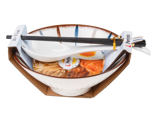 Изображение 4 Миска керамическая с ложкой и палочками для еды, серия RAMEN, aura, PERFECTO LINEA