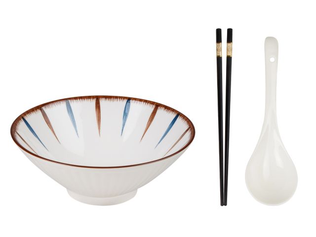 Изображение 2 Миска керамическая с ложкой и палочками для еды, серия RAMEN, aura, PERFECTO LINEA