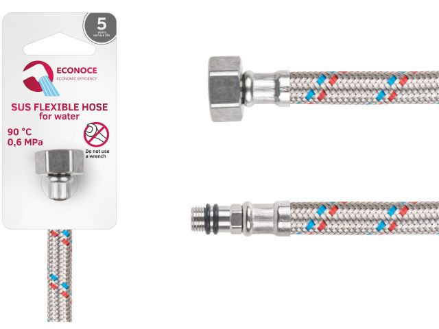 Подводка гибкая, SUS, иголка м10 короткая - гайка 1/2&quot; 150 см ECONOCE