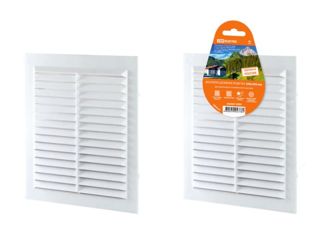 Решетка неразъемная с москитной сеткой, белая, 200х300 TDM
