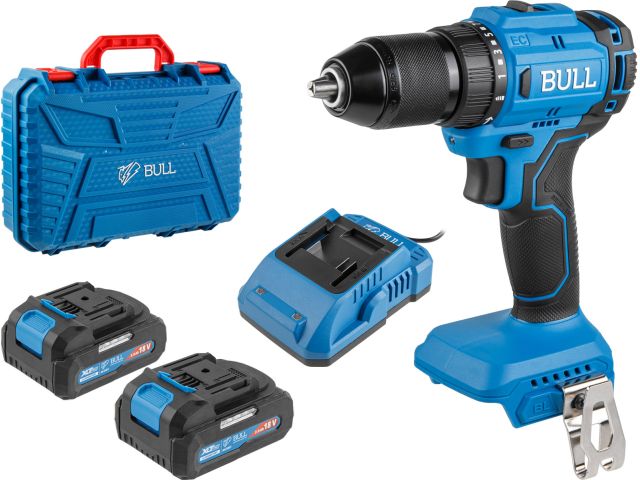 Изображение 2 Аккум. дрель-шуруповерт BULL SR 1803 в чем. XLTpro БЕСЩЕТ., 2x2 А*ч, 18 В, 45 Н*м, БЗП 10 мм