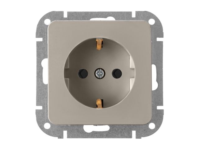 Розетка 1-ая (скрытая, с/з) песочная, Astrum, BYLECTRICA