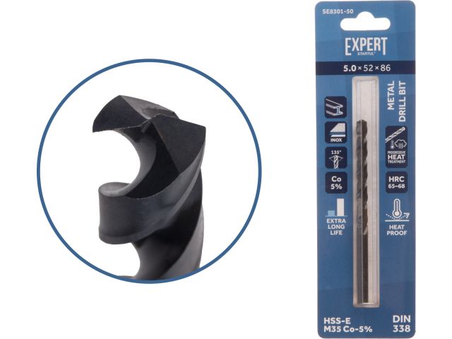 Сверло по металлу ц/х 5.0х52х86 мм HSS-Co Black EXPERT STARTUL