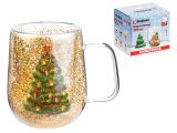 Кружка стеклянная с двойными стенками, 380 мл, серия CHRISTMAS-1, PERFECTO LINEA
