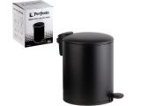 Ведро для мусора с педалью, 5 л, черное, серия Black Onyx, сталь, PERFECTO LINEA