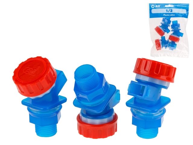 Кран пластиковый 1/2", AV Engineering (3 шт. инд. упак.)