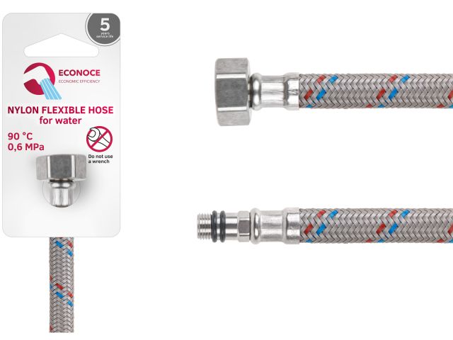 Подводка гибкая, Nylon, иголка м10 короткая - гайка 1/2&quot; 120 см ECONOCE