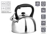 Чайник со свистком, нержавеющая сталь, 3.0 л, Nilgiri, PERFECTO LINEA