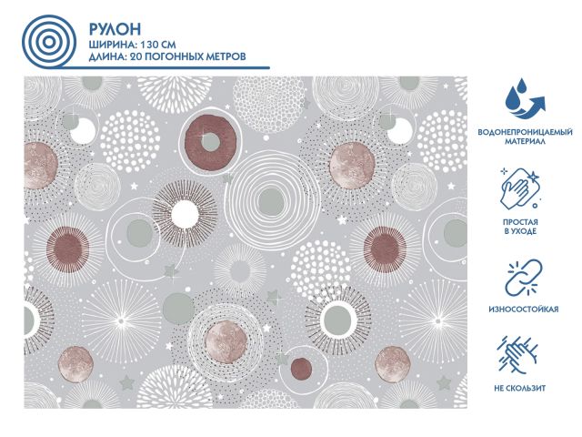 Клеенка столовая, нетканая основа с ПВХ покр., коллекция &quot;DECO&quot;, 1 м.пог., PERFECTO LINEA