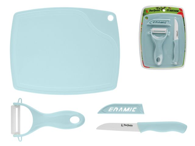 Изображение 2 Набор кухонный (нож кух.16см,нож для овощей 13см, доска разделочн.16х20см), STARCOOK, PERFECTO LINEA