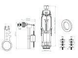 Смотреть изображение 2 Арматура для смывного бачка, двухрежимная, с боковой подводкой, AV Engineering