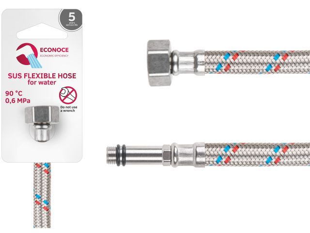 Подводка гибкая, SUS, иголка м10 длинная - гайка 1/2&quot; 150 см ECONOCE